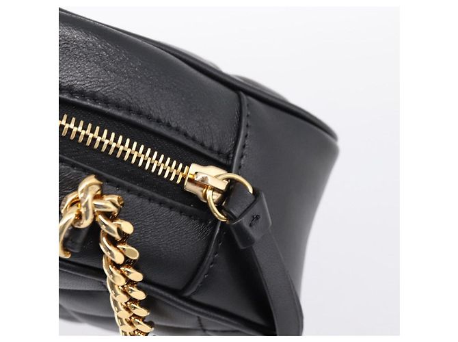 Sac à épaule à chaîne VERSACE en cuir noir et or Auth BA16023M Doré - vue 10