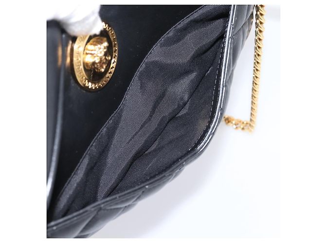 Sac à épaule à chaîne VERSACE en cuir noir et or Auth BA16023M Doré - vue 12