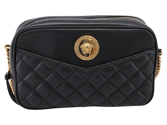 Sac à épaule à chaîne VERSACE en cuir noir et or Auth BA16023M Doré - vue 13