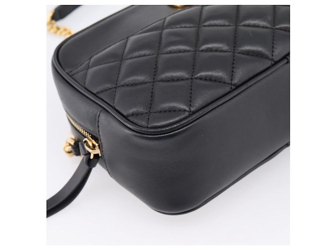Sac à épaule à chaîne VERSACE en cuir noir et or Auth BA16023M Doré - vue 14
