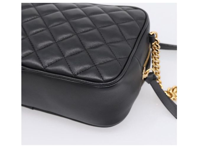 Sac à épaule à chaîne VERSACE en cuir noir et or Auth BA16023M Doré - vue 15