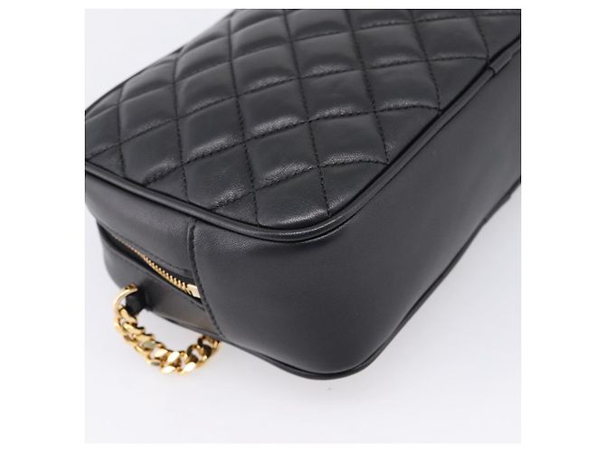 Sac à épaule à chaîne VERSACE en cuir noir et or Auth BA16023M Doré - vue 16
