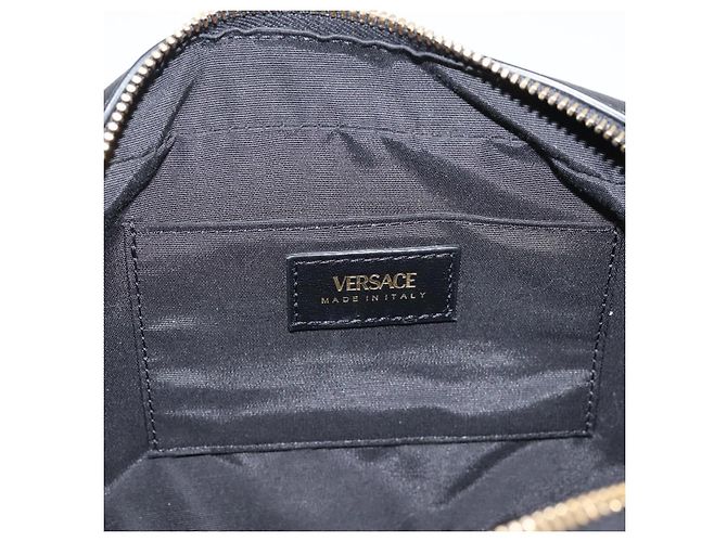 Sac à épaule à chaîne VERSACE en cuir noir et or Auth BA16023M Doré - vue 18