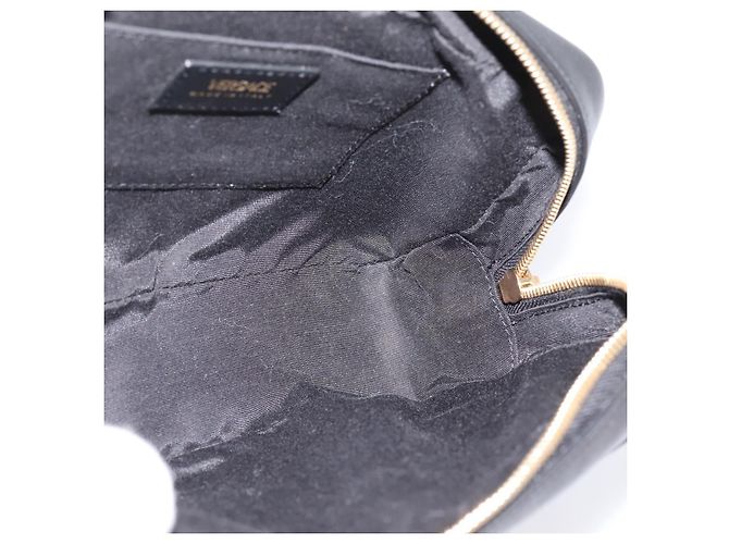 Sac à épaule à chaîne VERSACE en cuir noir et or Auth BA16023M Doré - vue 19