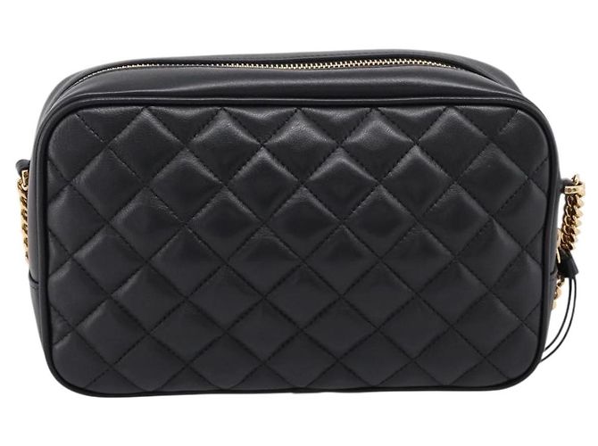 Sac à épaule à chaîne VERSACE en cuir noir et or Auth BA16023M Doré - vue 2