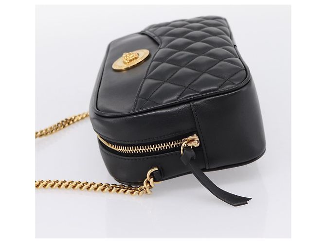 Sac à épaule à chaîne VERSACE en cuir noir et or Auth BA16023M Doré - vue 3
