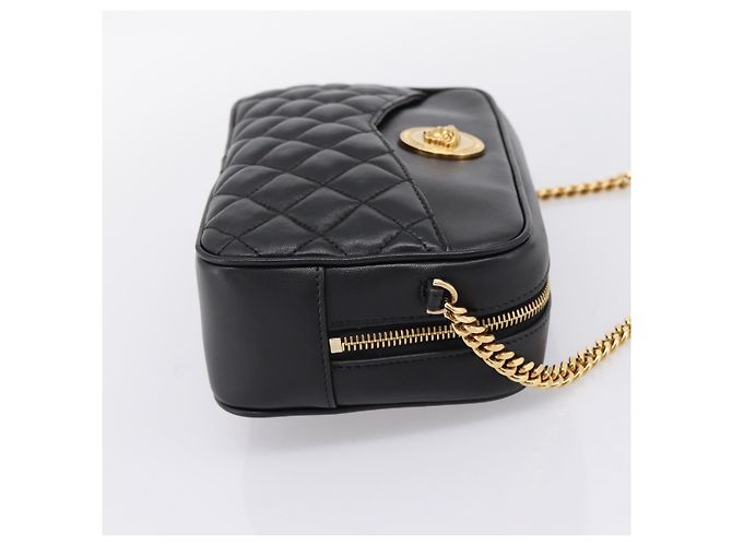 Sac à épaule à chaîne VERSACE en cuir noir et or Auth BA16023M Doré - vue 4