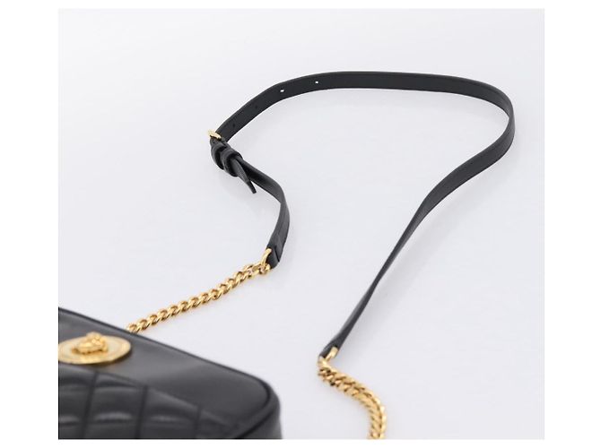 Sac à épaule à chaîne VERSACE en cuir noir et or Auth BA16023M Doré - vue 8