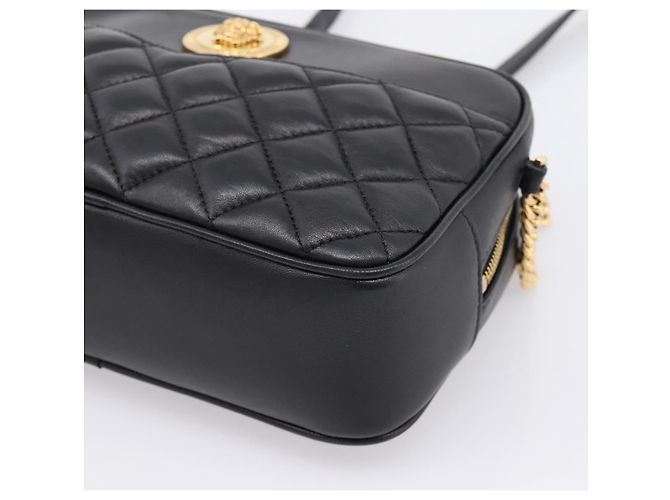Sac à épaule à chaîne VERSACE en cuir noir et or Auth BA16023M Doré - vue 9