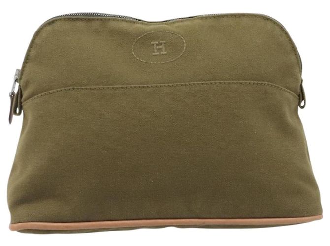 Hermès HERMES Bolide Pouch Pouch Canvas Khaki Silver Auth BA16189 Plata Caqui - vista 13