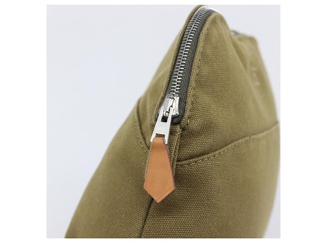 Hermès HERMES Bolide Pouch Pouch Canvas Khaki Silver Auth BA16189 Plata Caqui - vista 9