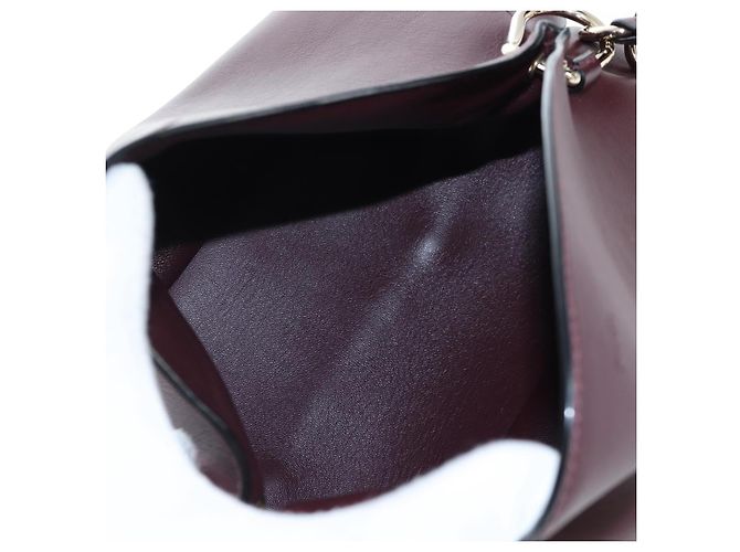 Chloé Borsa a tracolla Chloe Juana in pelle Bordeaux Gold Auth am12713M D'oro Bordò - vista 10