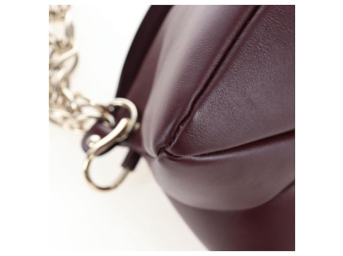 Chloé Borsa a tracolla Chloe Juana in pelle Bordeaux Gold Auth am12713M D'oro Bordò - vista 15