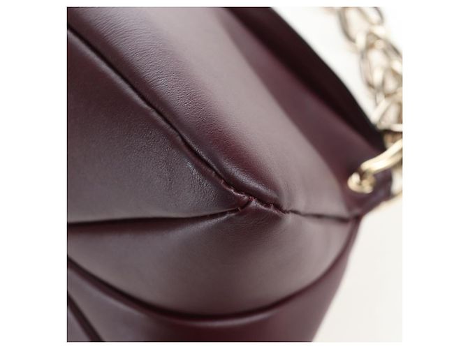 Chloé Borsa a tracolla Chloe Juana in pelle Bordeaux Gold Auth am12713M D'oro Bordò - vista 16