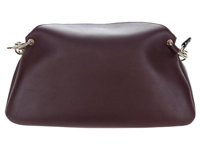 Chloé Borsa a tracolla Chloe Juana in pelle Bordeaux Gold Auth am12713M D'oro Bordò - vista 2