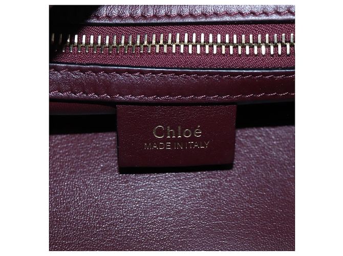 Chloé Borsa a tracolla Chloe Juana in pelle Bordeaux Gold Auth am12713M D'oro Bordò - vista 20