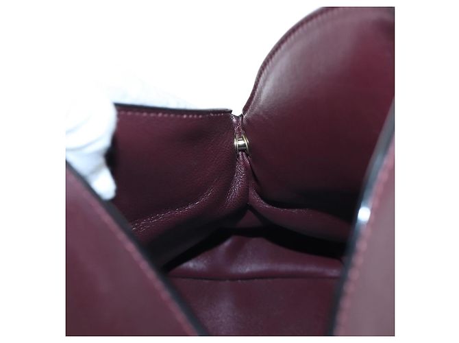 Chloé Borsa a tracolla Chloe Juana in pelle Bordeaux Gold Auth am12713M D'oro Bordò - vista 21