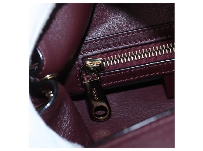Chloé Borsa a tracolla Chloe Juana in pelle Bordeaux Gold Auth am12713M D'oro Bordò - vista 23