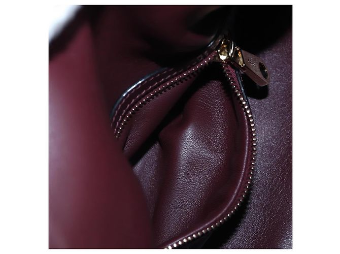 Chloé Borsa a tracolla Chloe Juana in pelle Bordeaux Gold Auth am12713M D'oro Bordò - vista 24