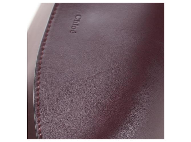 Chloé Borsa a tracolla Chloe Juana in pelle Bordeaux Gold Auth am12713M D'oro Bordò - vista 3
