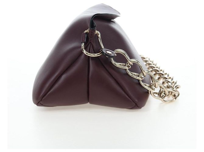 Chloé Borsa a tracolla Chloe Juana in pelle Bordeaux Gold Auth am12713M D'oro Bordò - vista 5
