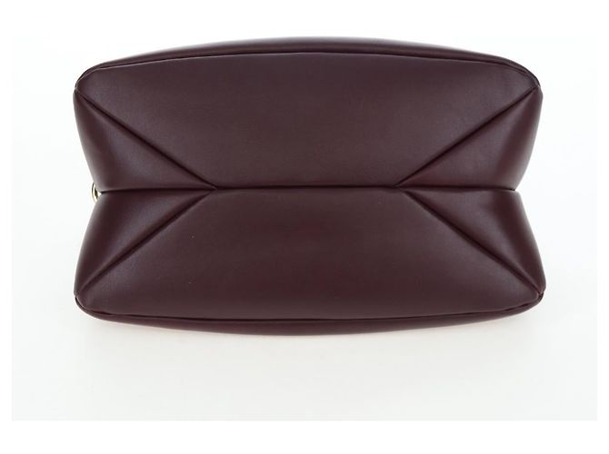 Chloé Borsa a tracolla Chloe Juana in pelle Bordeaux Gold Auth am12713M D'oro Bordò - vista 6