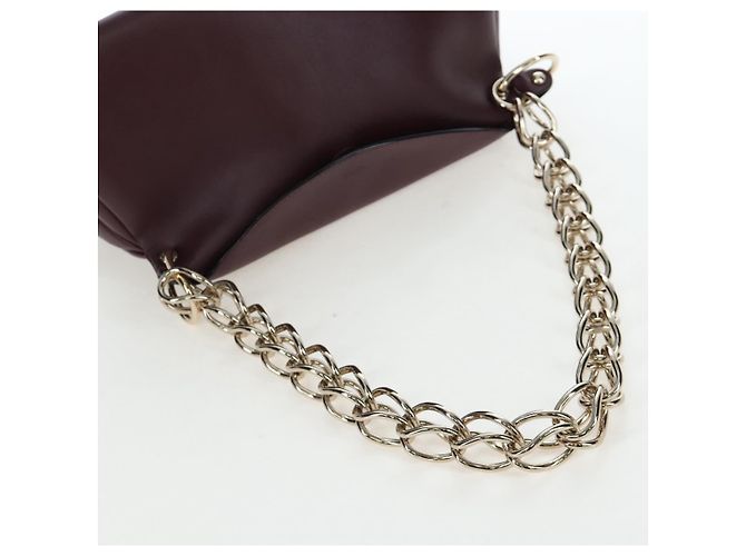 Chloé Borsa a tracolla Chloe Juana in pelle Bordeaux Gold Auth am12713M D'oro Bordò - vista 8