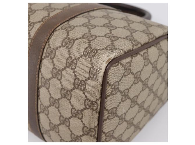 Borsa a mano GUCCI GG Supreme Web Sherry Line PVC Beige Gold 40 02 007 Auth 207408 D'oro - vista 10