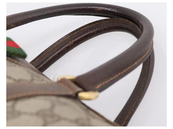 Borsa a mano GUCCI GG Supreme Web Sherry Line PVC Beige Gold 40 02 007 Auth 207408 D'oro - vista 14