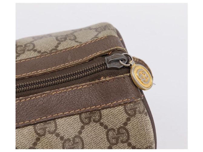Borsa a mano GUCCI GG Supreme Web Sherry Line PVC Beige Gold 40 02 007 Auth 207408 D'oro - vista 18