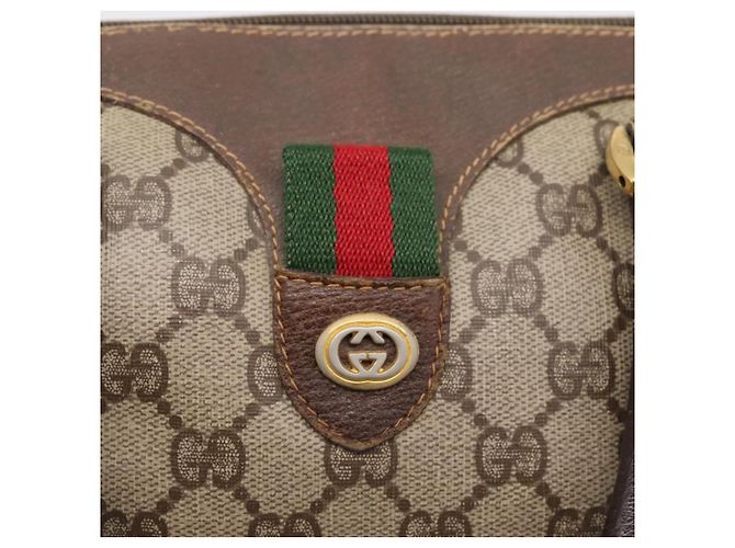 Borsa a mano GUCCI GG Supreme Web Sherry Line PVC Beige Gold 40 02 007 Auth 207408 D'oro - vista 19