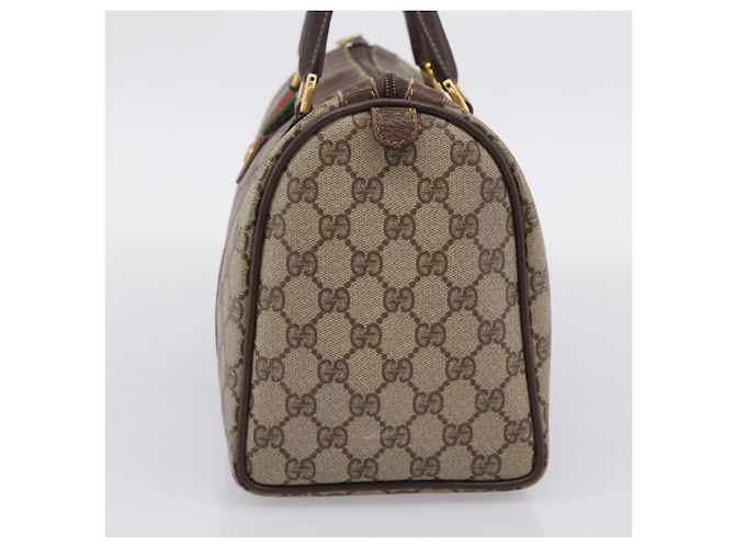 Borsa a mano GUCCI GG Supreme Web Sherry Line PVC Beige Gold 40 02 007 Auth 207408 D'oro - vista 4