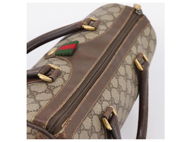 Borsa a mano GUCCI GG Supreme Web Sherry Line PVC Beige Gold 40 02 007 Auth 207408 D'oro - vista 6