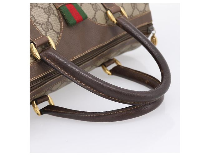 Borsa a mano GUCCI GG Supreme Web Sherry Line PVC Beige Gold 40 02 007 Auth 207408 D'oro - vista 8