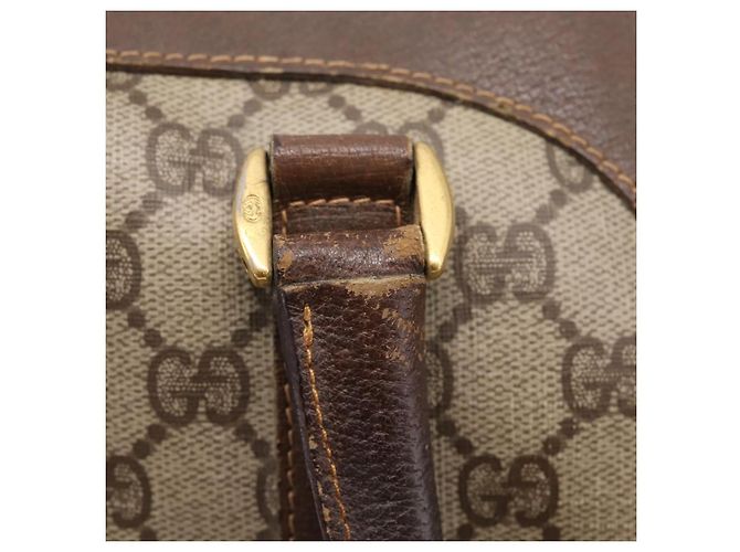 Borsa a mano GUCCI GG Supreme Web Sherry Line PVC Beige Gold 40 02 007 Auth 207408 D'oro - vista 9