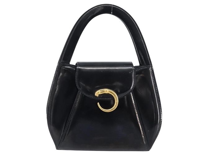 Borsa Cartier PANTHERE Pelle verniciata Nero Oro Auth bs37451 D'oro - vista 13