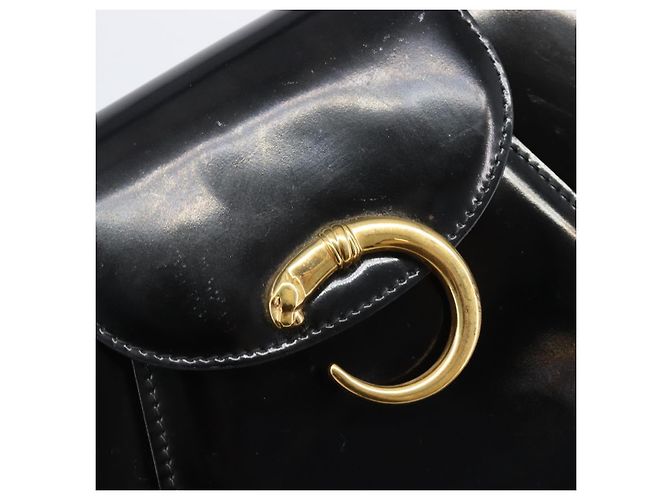 Borsa Cartier PANTHERE Pelle verniciata Nero Oro Auth bs37451 D'oro - vista 19