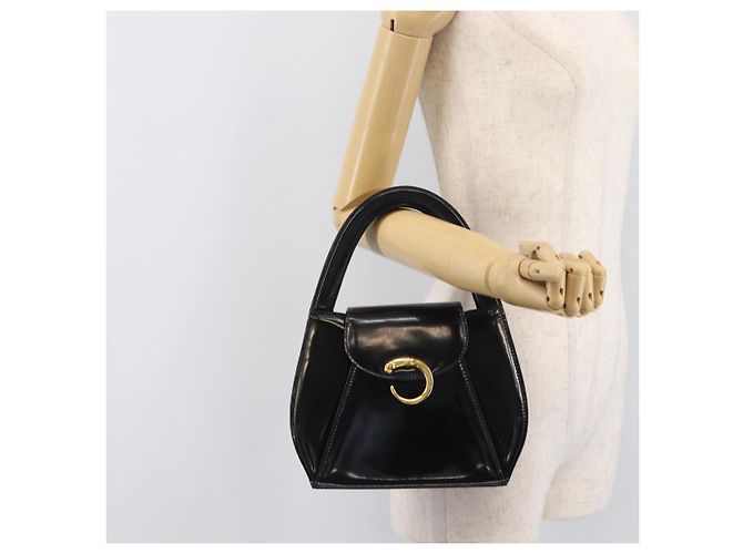 Borsa Cartier PANTHERE Pelle verniciata Nero Oro Auth bs37451 D'oro - vista 29