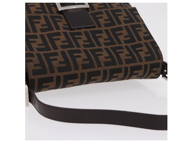 Borsa a Tracolla FENDI Zucca Canvas Mamma Baguette Nero Argento Auth BA16204V - vista 14