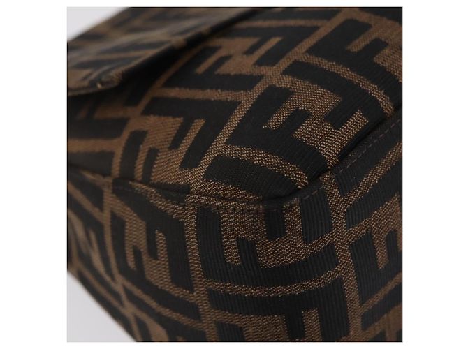 Borsa a Tracolla FENDI Zucca Canvas Mamma Baguette Nero Argento Auth BA16204V - vista 16
