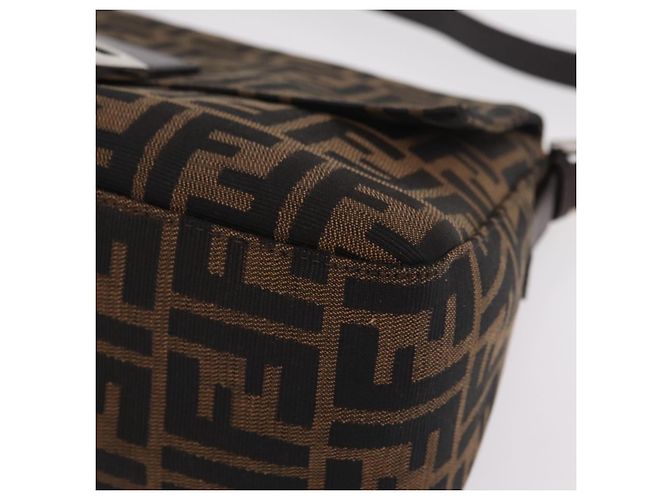 Borsa a Tracolla FENDI Zucca Canvas Mamma Baguette Nero Argento Auth BA16204V - vista 17