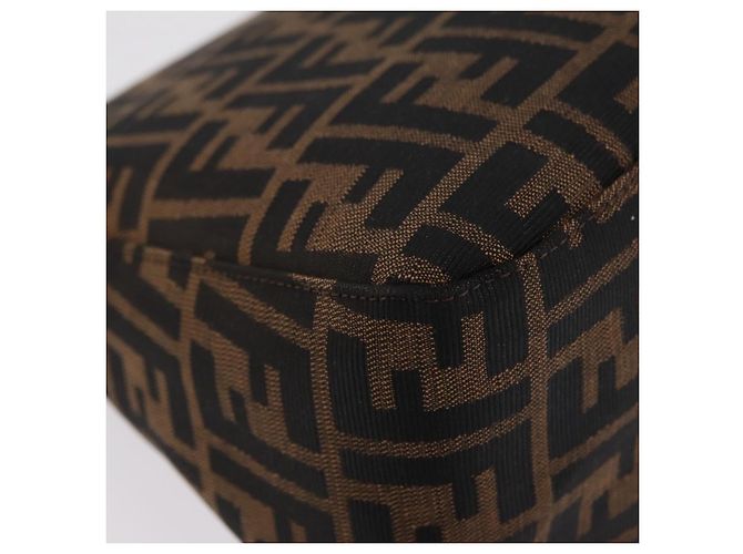 Borsa a Tracolla FENDI Zucca Canvas Mamma Baguette Nero Argento Auth BA16204V - vista 18