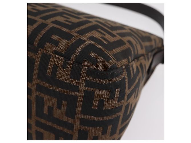 Borsa a Tracolla FENDI Zucca Canvas Mamma Baguette Nero Argento Auth BA16204V - vista 19