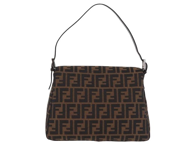 Borsa a Tracolla FENDI Zucca Canvas Mamma Baguette Nero Argento Auth BA16204V - vista 2