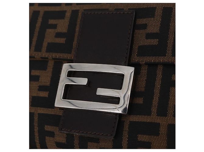 Borsa a Tracolla FENDI Zucca Canvas Mamma Baguette Nero Argento Auth BA16204V - vista 21