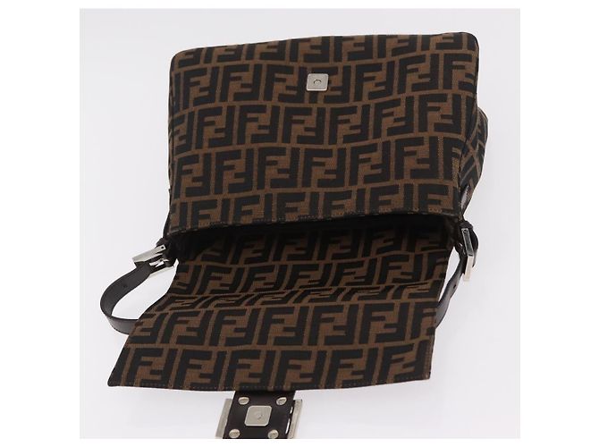 Borsa a Tracolla FENDI Zucca Canvas Mamma Baguette Nero Argento Auth BA16204V - vista 24