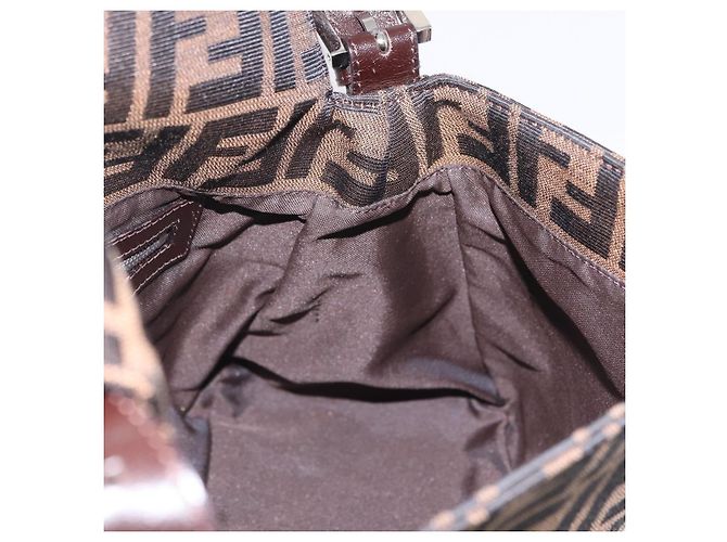 Borsa a Tracolla FENDI Zucca Canvas Mamma Baguette Nero Argento Auth BA16204V - vista 26