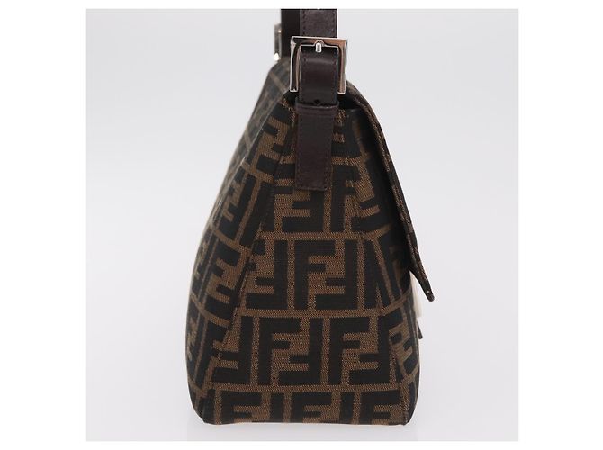 Borsa a Tracolla FENDI Zucca Canvas Mamma Baguette Nero Argento Auth BA16204V - vista 4