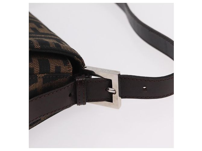 Borsa a Tracolla FENDI Zucca Canvas Mamma Baguette Nero Argento Auth BA16204V - vista 9