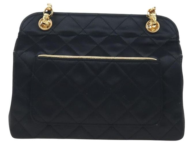 Borsa a tracolla CHANEL Matelasse con catena in raso nero e oro CC Auth BA15768SAM D'oro - vista 2